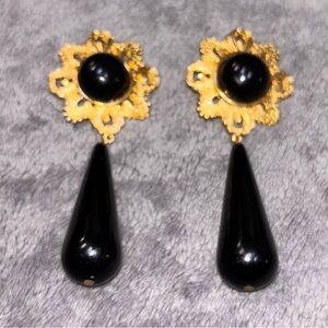 Elegant Black and Gold Drop Earrings